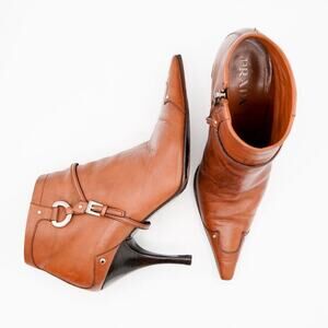 35 Prada Vintage Brown Leather Booties 375